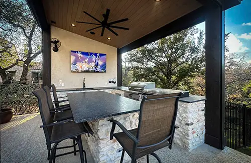 Custom pergola with outdoor kitchen